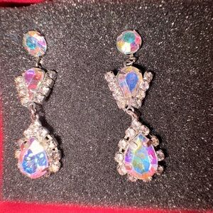 Vintage America Silver and Iridescent Drop Earrings